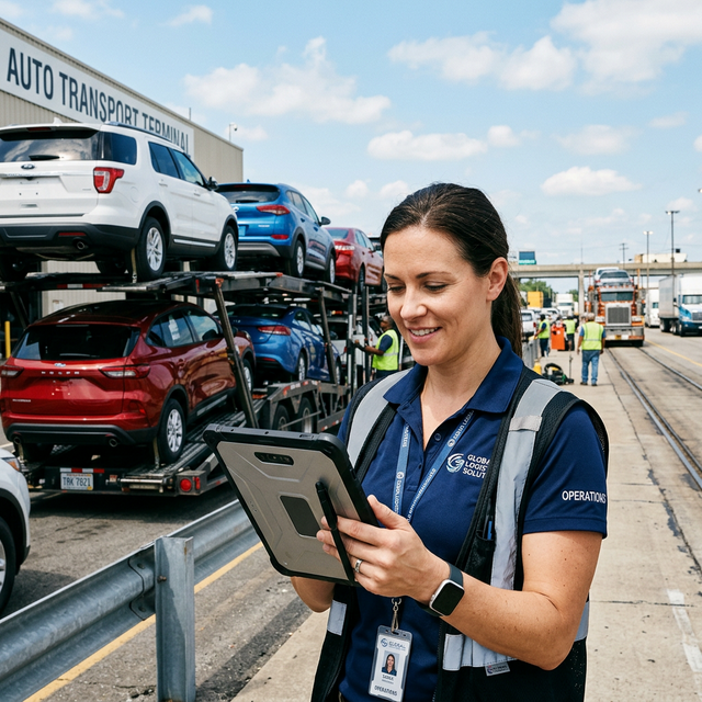 Logistics expert managing auto transport